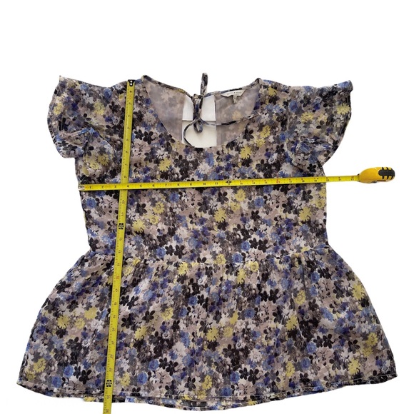 Lucky Brand Floral Print Flutter Sleeve Blouse Med - Picture 11 of 11